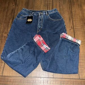Guide Gear Vintage Blue Denim Flannel Lined Mom Straight 5 Pocket Jeans 14 NWT‎